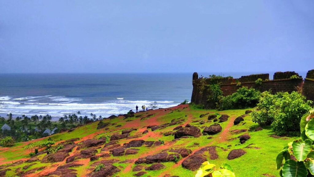 Panoramic view of Chapora Fort, Goa, overlooking the Arabian Sea.